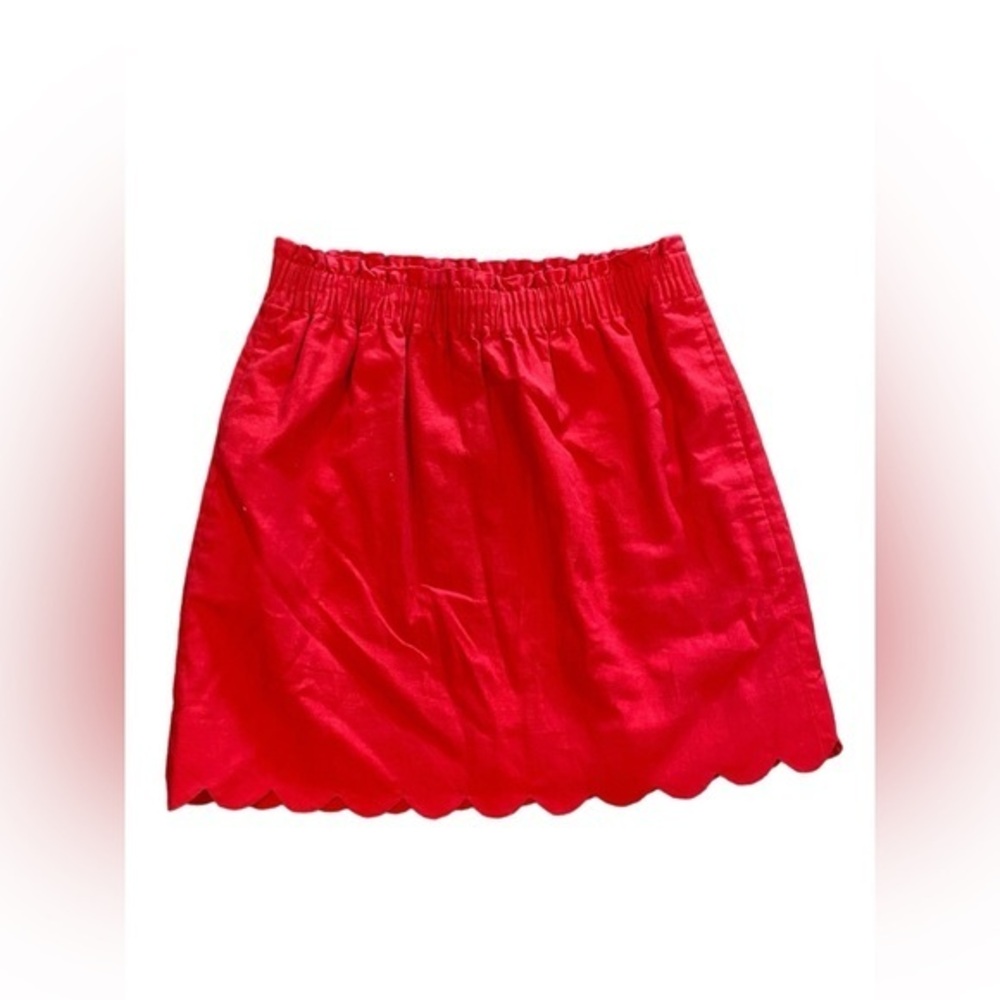 J. Crew Linen/Cotton Blend Tulip Skirt Elastic Waist Scalloped Hem 4